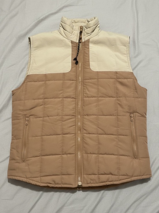 Nomad by Craft & Flow Jackets & Blazers - Nomad Craft + Flow Puffer Vest Sz S Tan Cream Colorblock Quilted Zip Lightweight